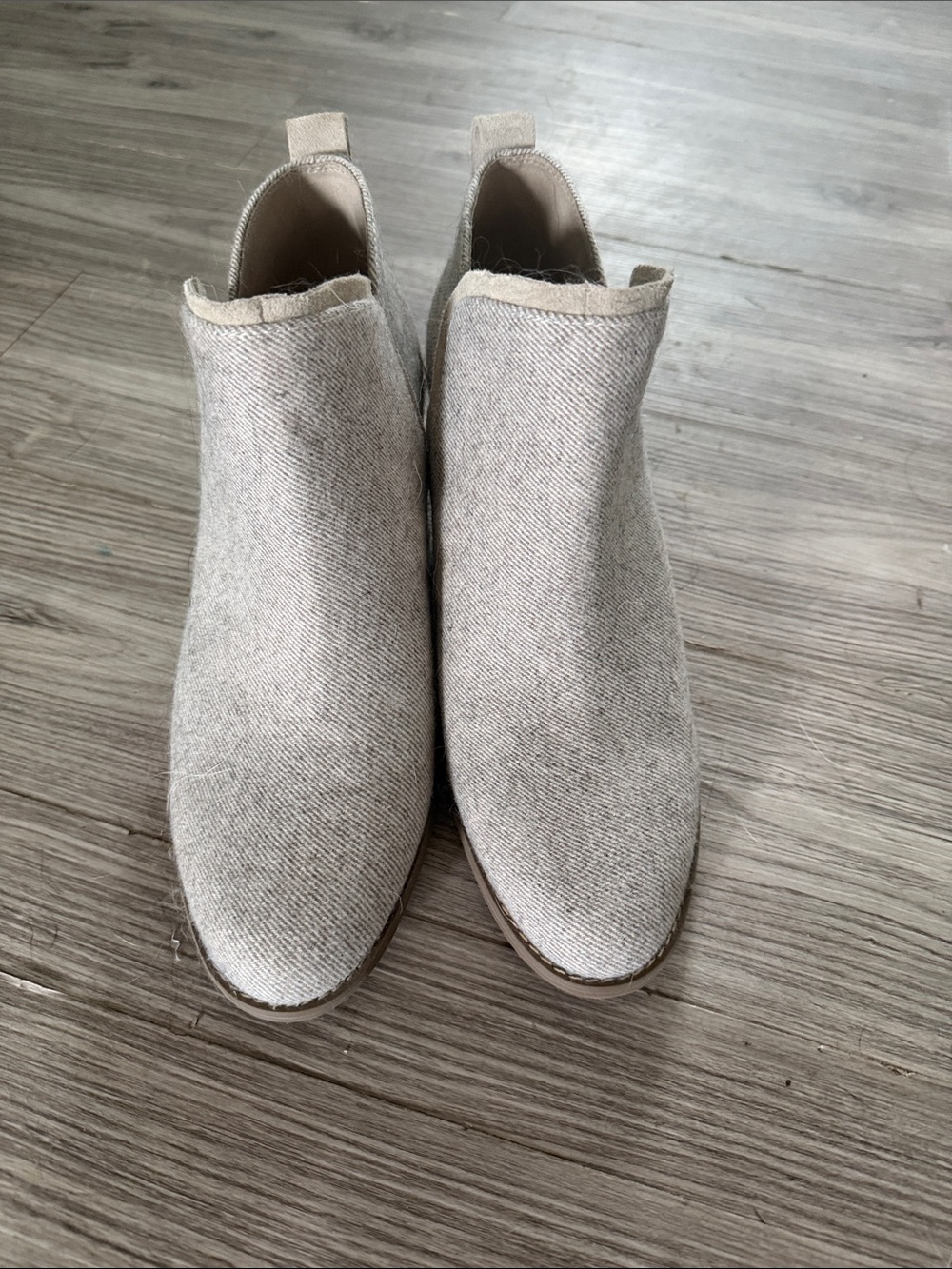 Toms Women's Neutral Fabric Ankle Booties - Light Beige Size 10